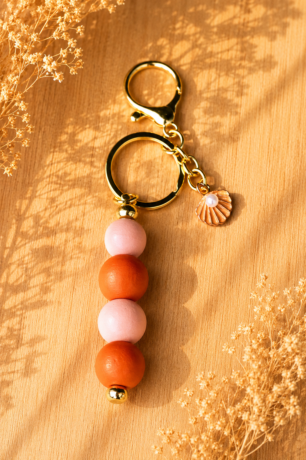 Coastal Blush Beaded Keychain