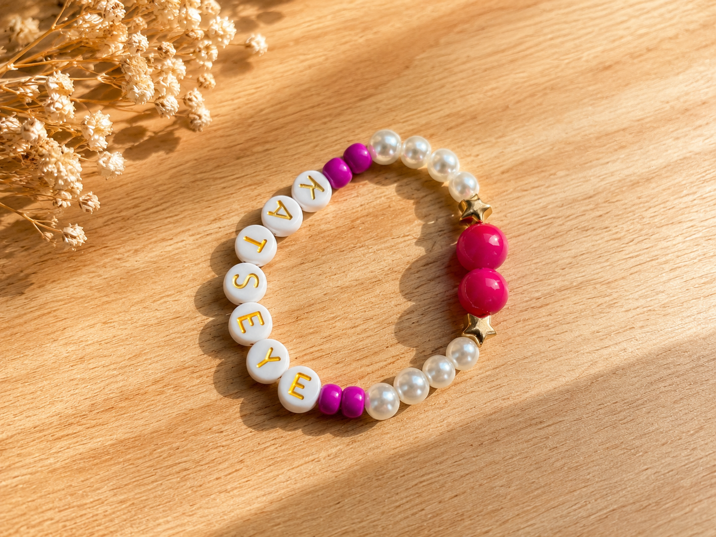 Pearl & Letter Bead Bracelet