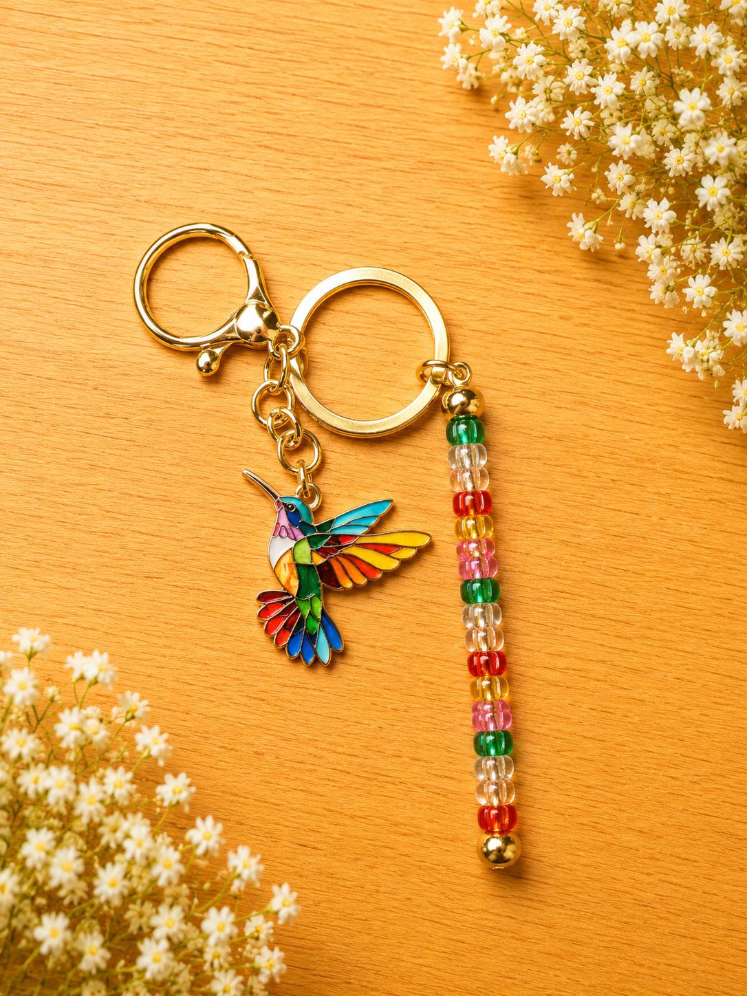 Rainbow Hummingbird Keychain