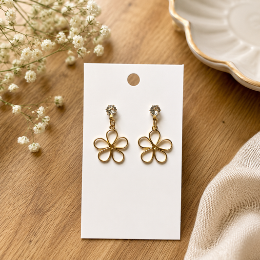 Gold Daisy Drop Earrings