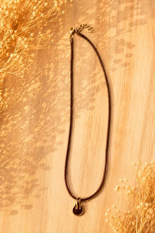 Gold Flame Cord Necklace